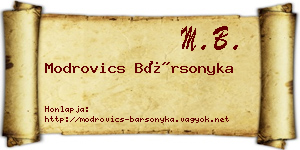 Modrovics Bársonyka névjegykártya
